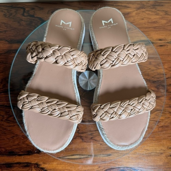 MARC FISHER Jaimee Espadrille Slide Sandal - Brown - size 7.5 - Picture 1 of 10